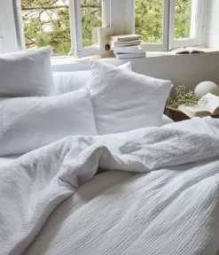 Parure de lit en gaze de coton Blanc
