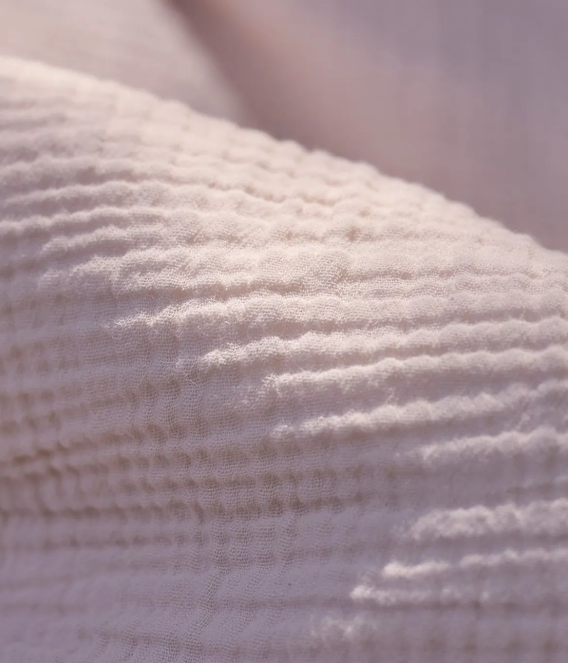 Parure de lit en gaze de coton rose blush