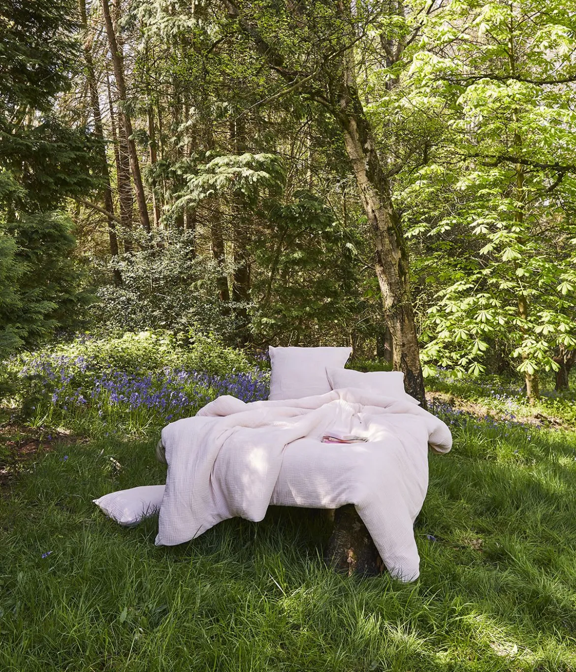Parure de lit en gaze de coton rose blush