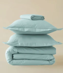 Parure de lit Percale Bleu givré