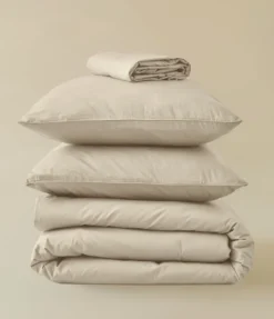 Parure de lit Percale lavée Beige épeautre