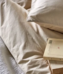 Parure de lit Percale lavée Beige épeautre