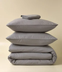 Parure de lit percale lavée Gris granit