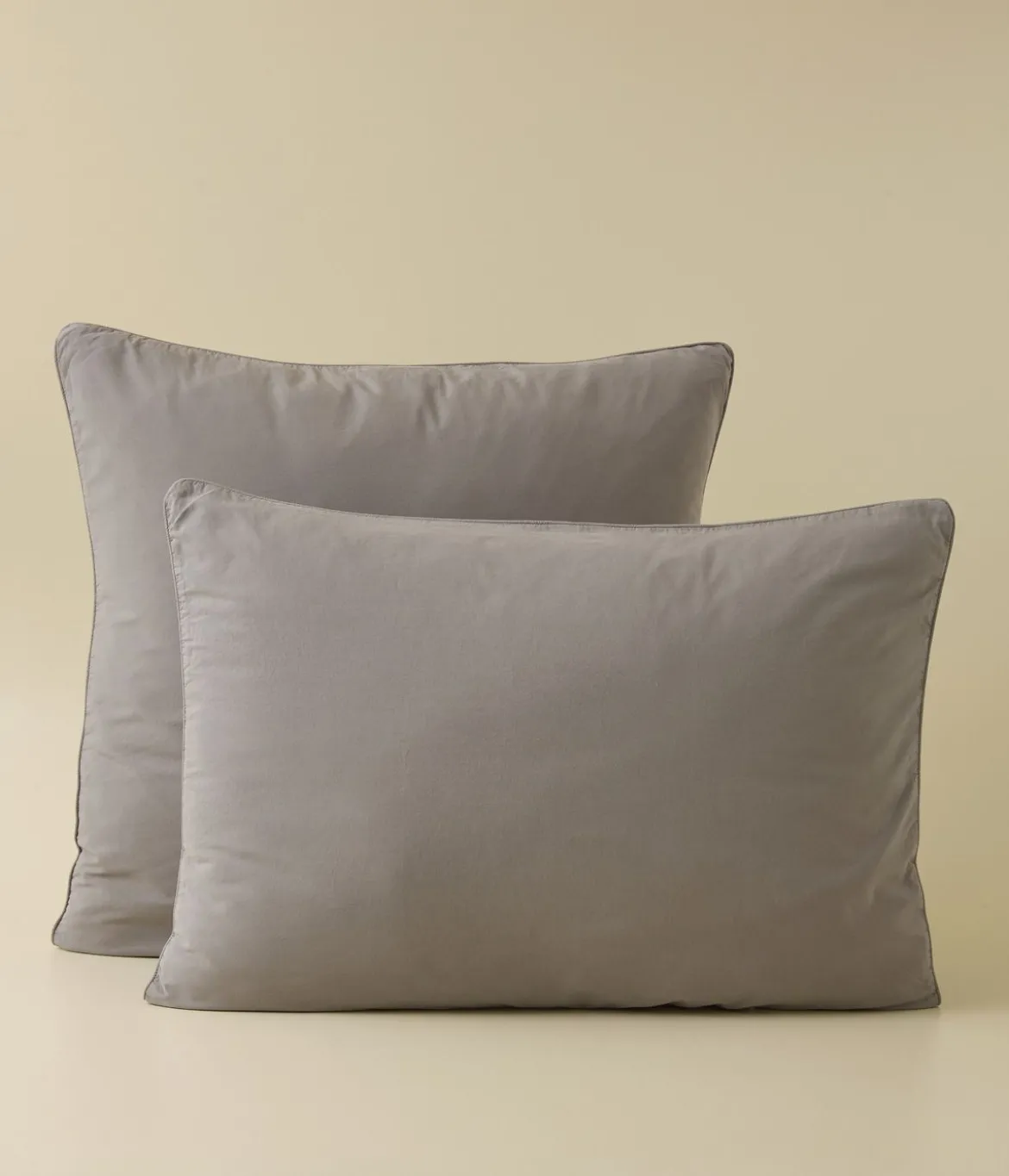 Parure de lit percale lavée Gris granit