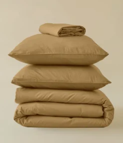 Parure de lit percale lavée Marron cire