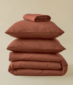 Parure de lit Percale lavée Orange argile