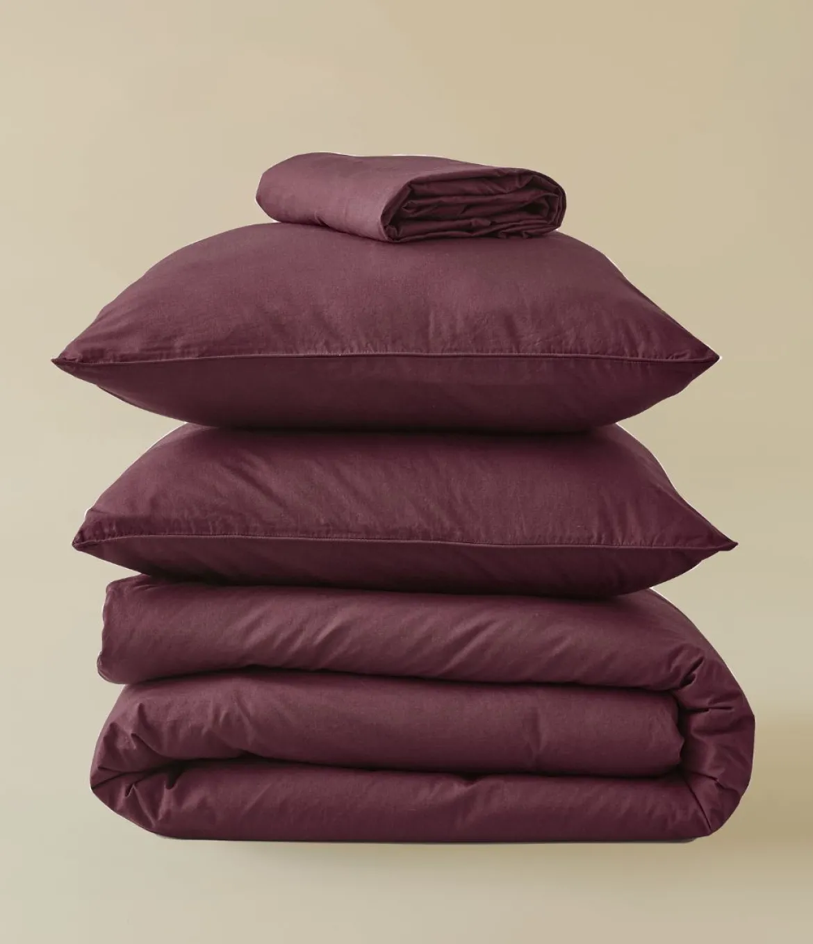 Parure de lit percale lavée Prune