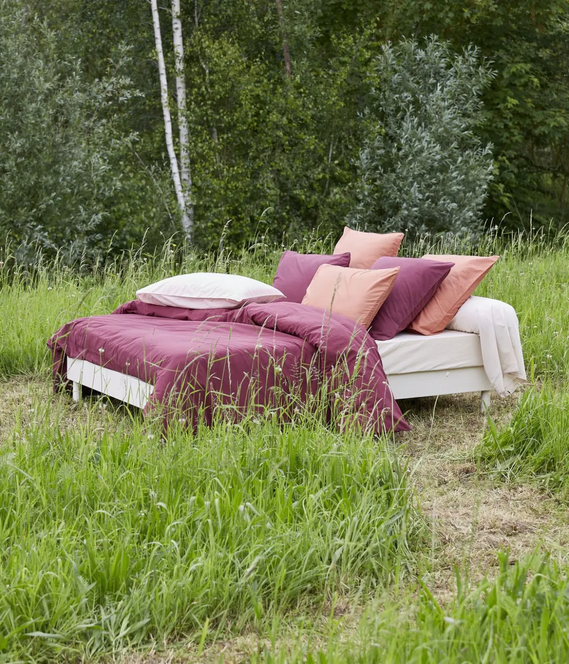 Parure de lit percale lavée Prune