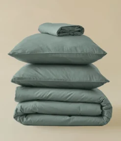 Parure de lit Percale lavée Vert sauge