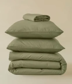 Parure de lit percale lavée Vert herbe