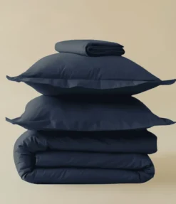 Parure de lit Percale Pierre bleue