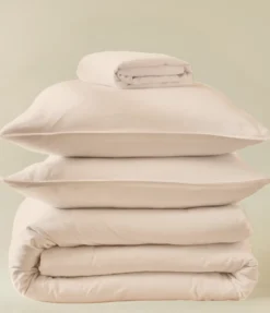 Parure de lit satin de coton & Lyocell Tencel™ beige pétale