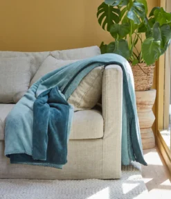 Plaid polaire bicolore vert sauge/bleu céladon