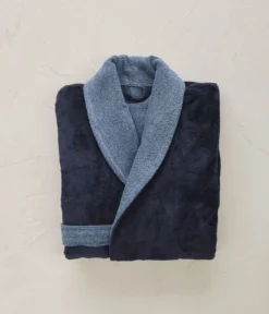 Robe de chambre bi-matière homme marine