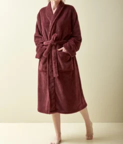 Robe de chambre polaire Aubergine