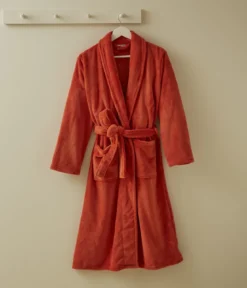Robe de chambre polaire orange bruni
