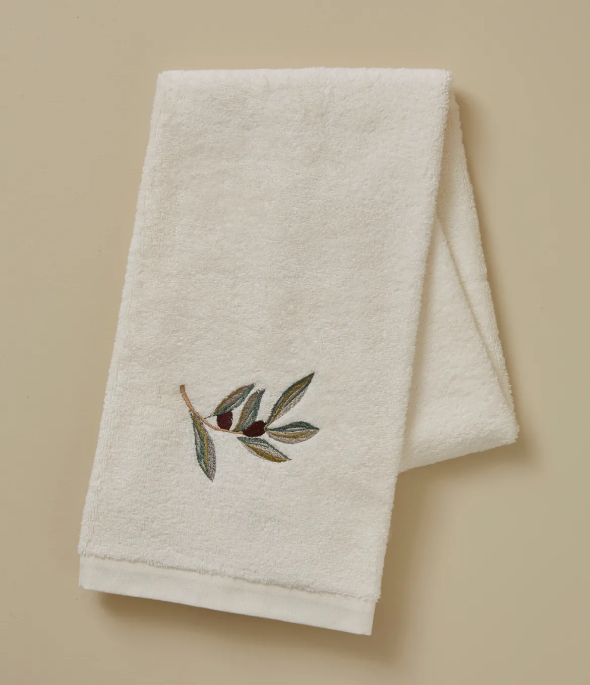 Serviette brodée L'oliveraie crème