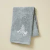 Serviette brodée Trésor de la forêt gris perle