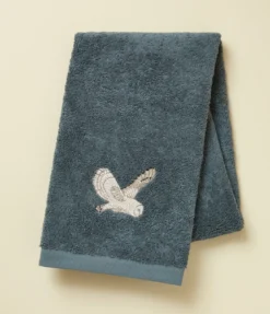Serviette brodée 50x100 L'envol bleu fumé