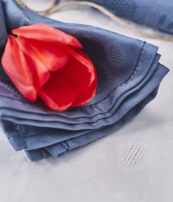 Serviette de table damassée Eloges bleu encre