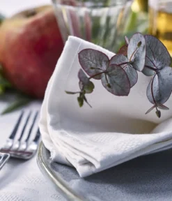 Serviette de table damassée Eloges blanc coquille