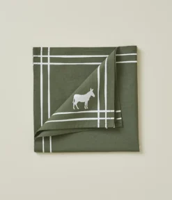 Serviette de table RDV au pré kaki