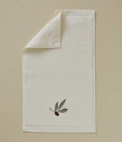 Serviette invité brodée L'oliveraie crème