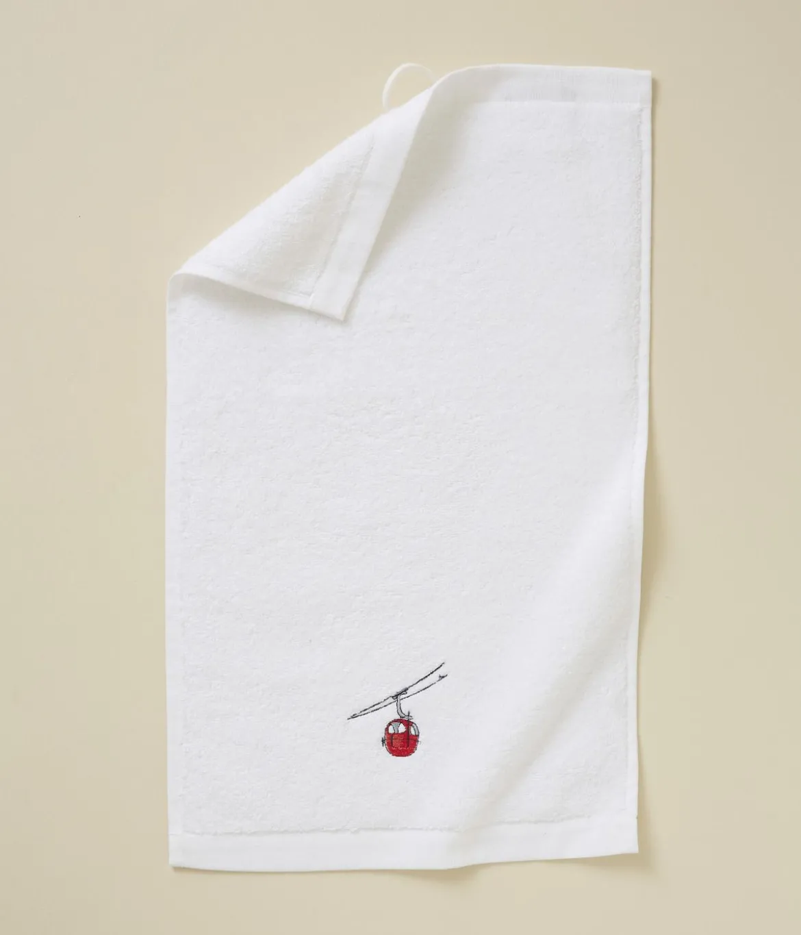Serviette invité brodée Rdv au sommet blanc