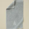 Serviette invité brodée Trésor foret gris perle