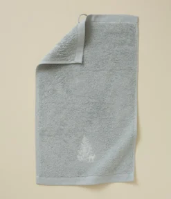 Serviette invité brodée Trésor foret gris perle