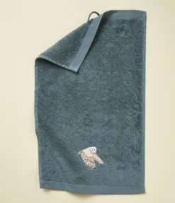 Serviette invité brodée 30x50 L'envol bleu fumé