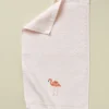 Serviette invité brodée 30x50 Les voyageurs rose
