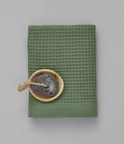 Serviette nid d'abeille 50x100cm Bain minuit vert jade