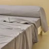 Taie de traversin percale lavée Gris granit