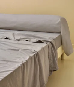 Taie de traversin percale lavée Gris granit