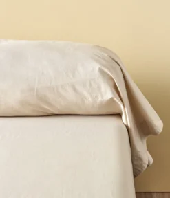Taie de traversin percale lavée Beige épeautre