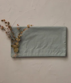 Taie de traversin percale lavée Vert sauge