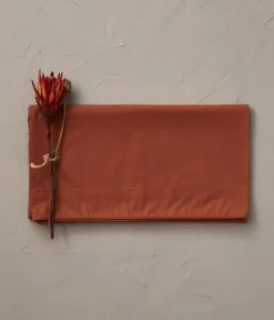 Taie de traversin percale lavée Orange argile