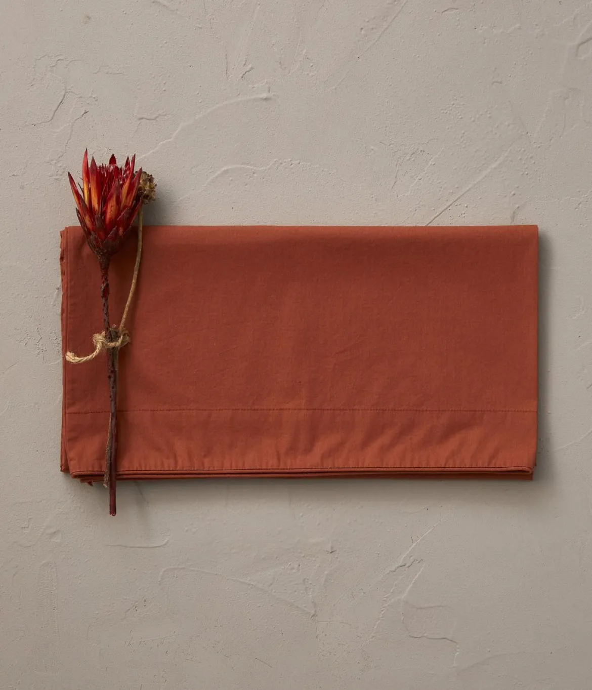 Taie de traversin percale lavée Orange argile