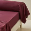 Taie de traversin percale lavée Prune