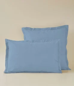 Taie d'oreiller coton bleu belle île