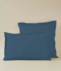 Taie d'oreiller coton bleu jean