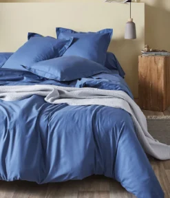 Taie d'oreiller coton bleu jean