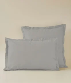 Taie d'oreiller coton gris alu