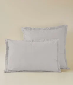 Taie d'oreiller coton gris calcium