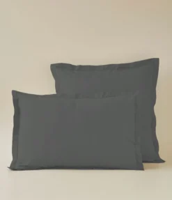 Taie d'oreiller coton gris manhattan