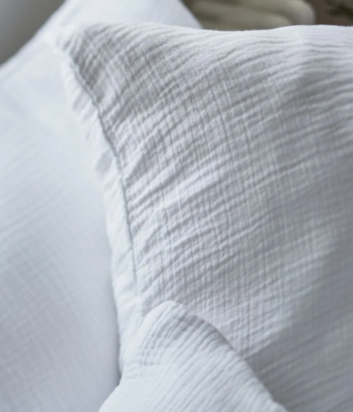 Taie d'oreiller gaze de coton blanc