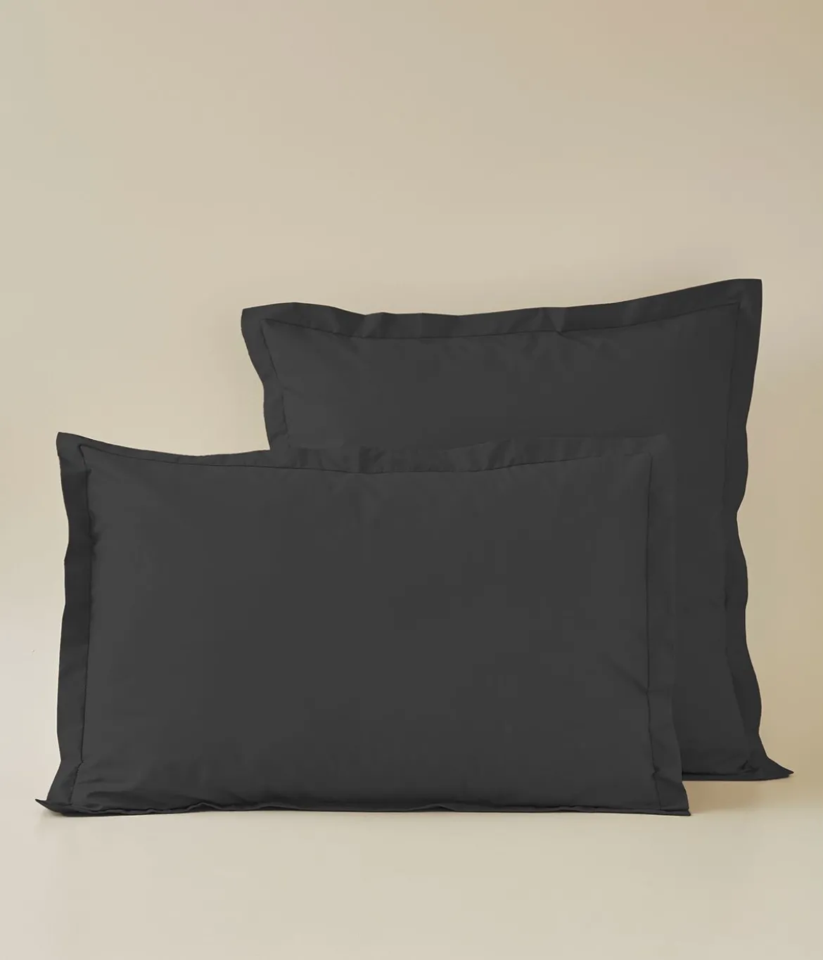 Taie d'oreiller percale gris basalt