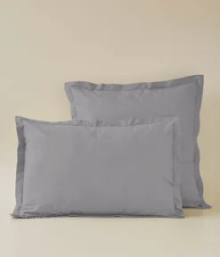 Taie d'oreiller percale gris galet