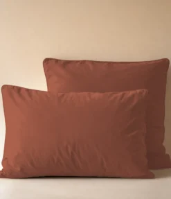 Taie d'oreiller percale lavée Orange argile